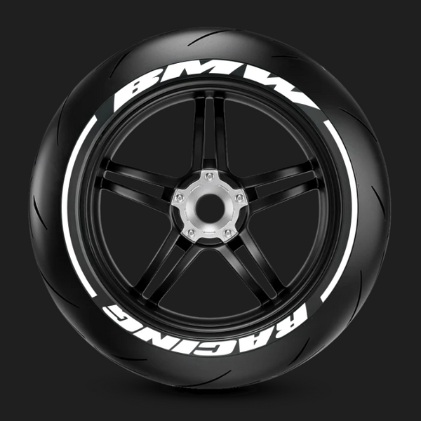 Stickers de pneu + lignes BMW RACING Blanc - LM STICK’ART