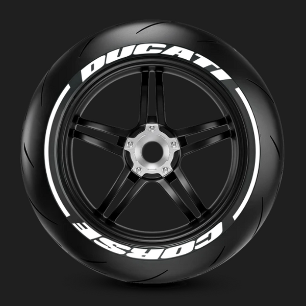 Stickers de pneu + lignes DUCATI CORSE Blanc - LM STICK’ART